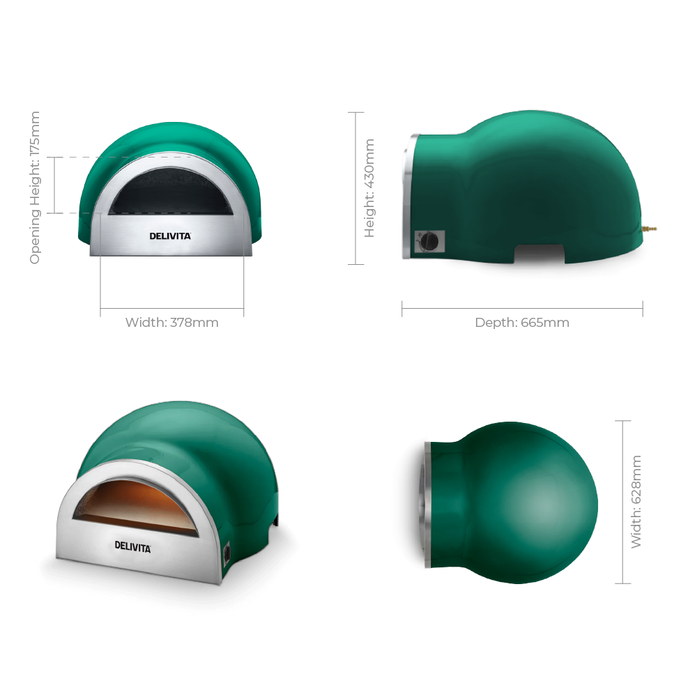Delivita Flow Dual Fuel Pizza Oven - British Racing Green