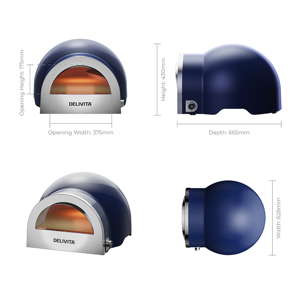 Delivita Flow Dual Fuel Pizza Oven - Royal Blue