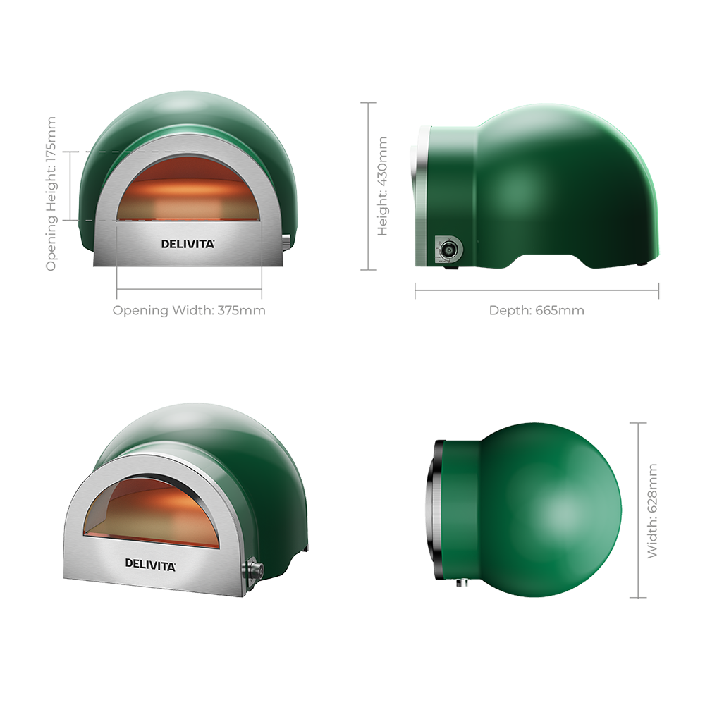 Delivita Flow Dual Fuel Pizza Oven - British Racing Green