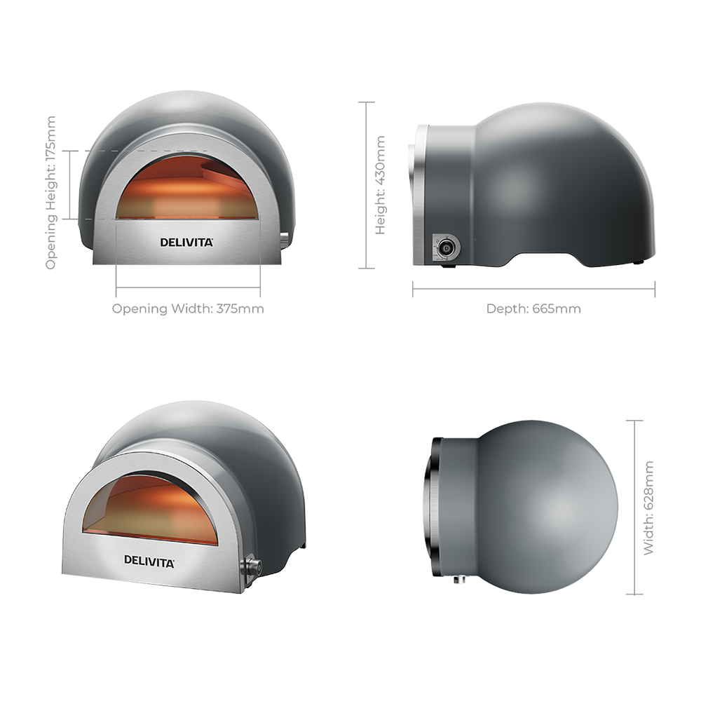 Delivita Flow Dual Fuel Pizza Oven - Hale Grey