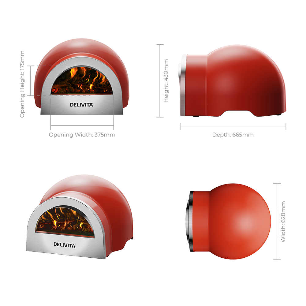 Delivita Origin Wood-Fired Pizza Oven - Chilli Red