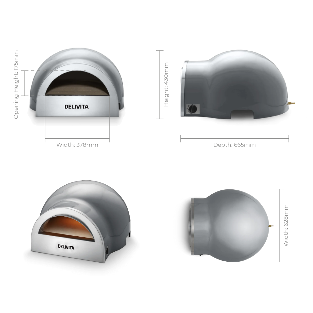 Delivita Flow Dual Fuel Pizza Oven - Hale Grey