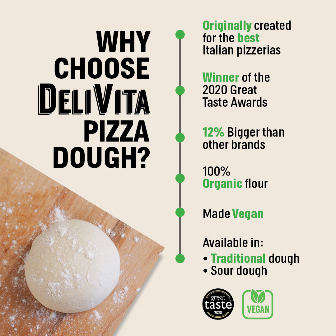 Traditional Organic Vegan Pizza Dough (280g) - 40 Balls