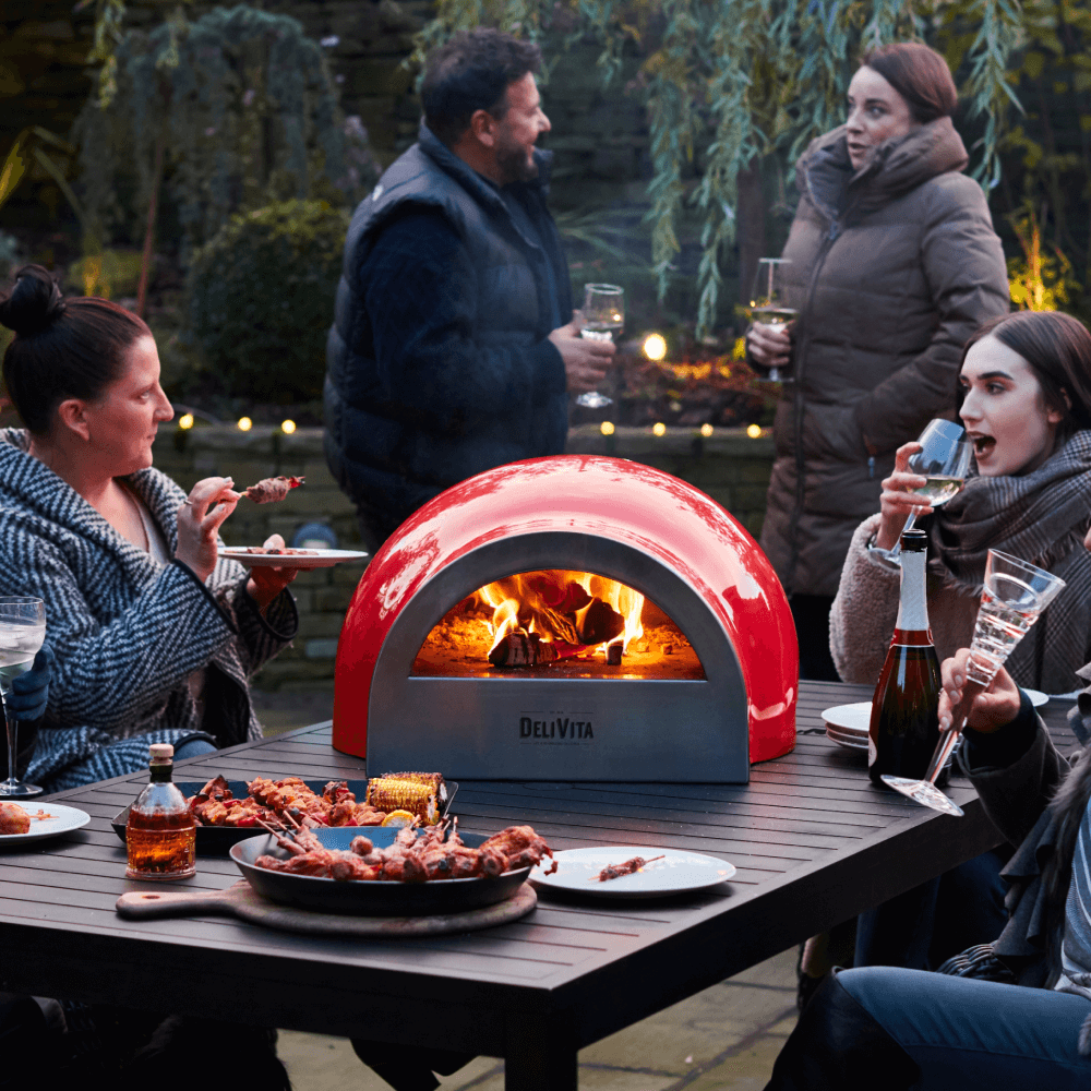 DeliVita Wood-Fired Oven - Chilli Red - Garden
