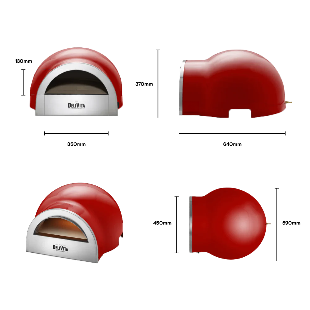 Delivita Wood-Fired Pizza Oven - Chilli Red