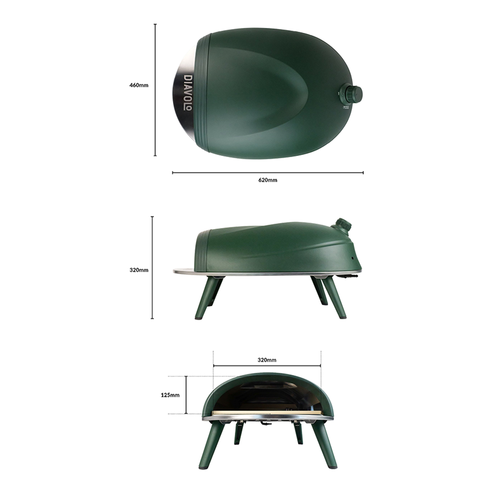 Delivita New Diavolo Gas-Fired Pizza Oven - Green