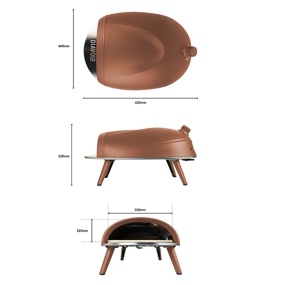Delivita New Diavolo Gas-Fired Pizza Oven - Mocha