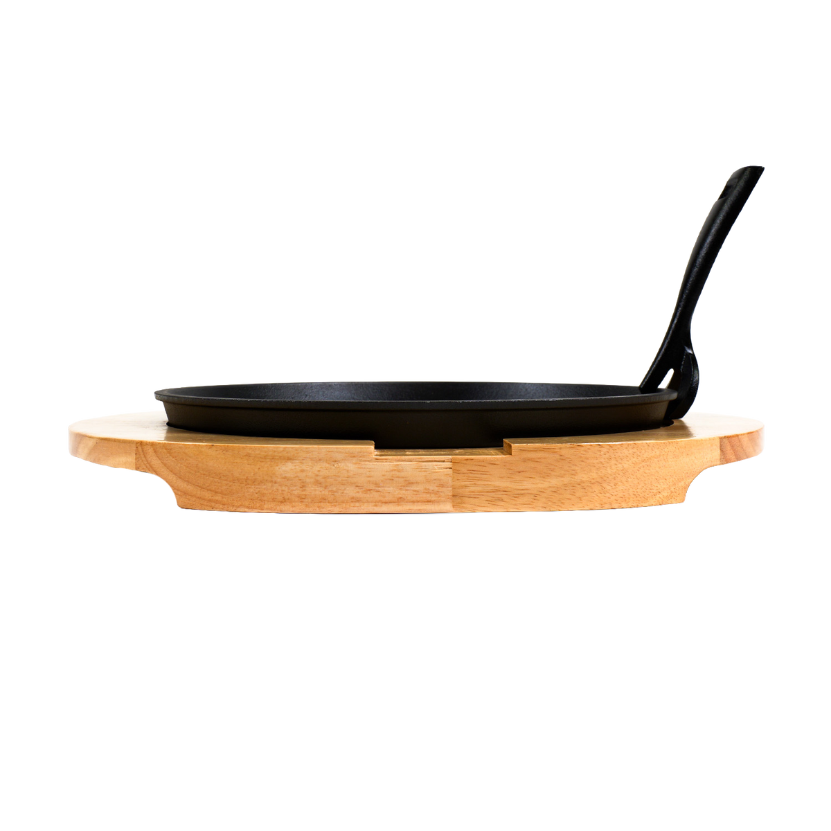 Round Cast Iron Sizzler with Wooden Serving Board - 26cm