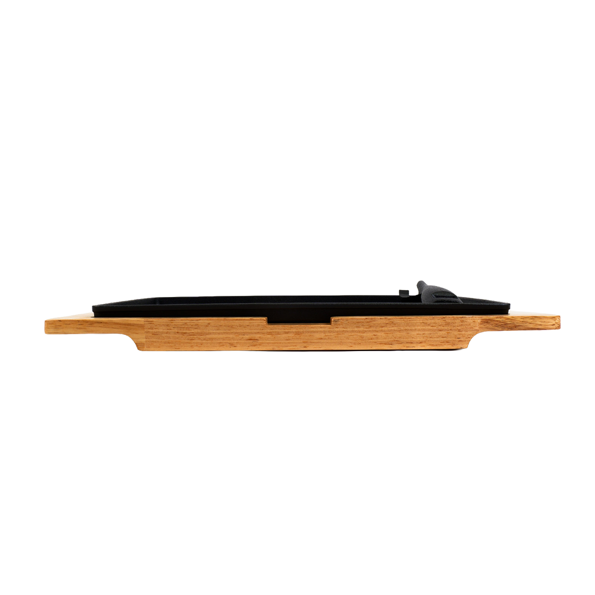 Rectangular Cast Iron Sizzler with Wooden Serving Board - 38 x 28cm