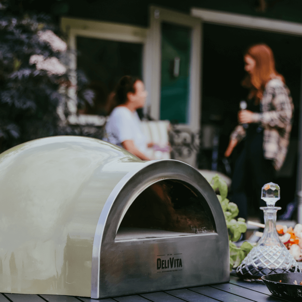 DeliVita Wood-Fired Oven - Olive Green - Lifestyle image 2