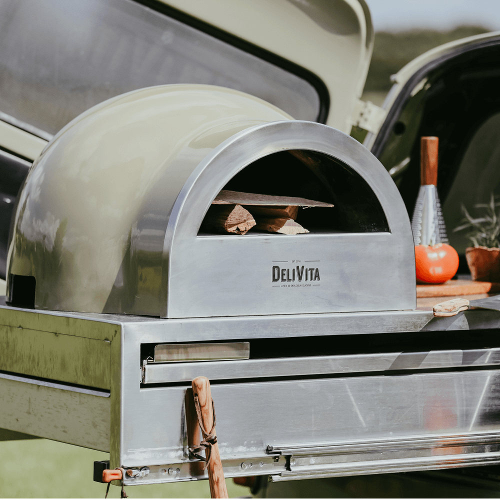 DeliVita Wood-Fired Oven - Olive Green - Lifestyle image 1