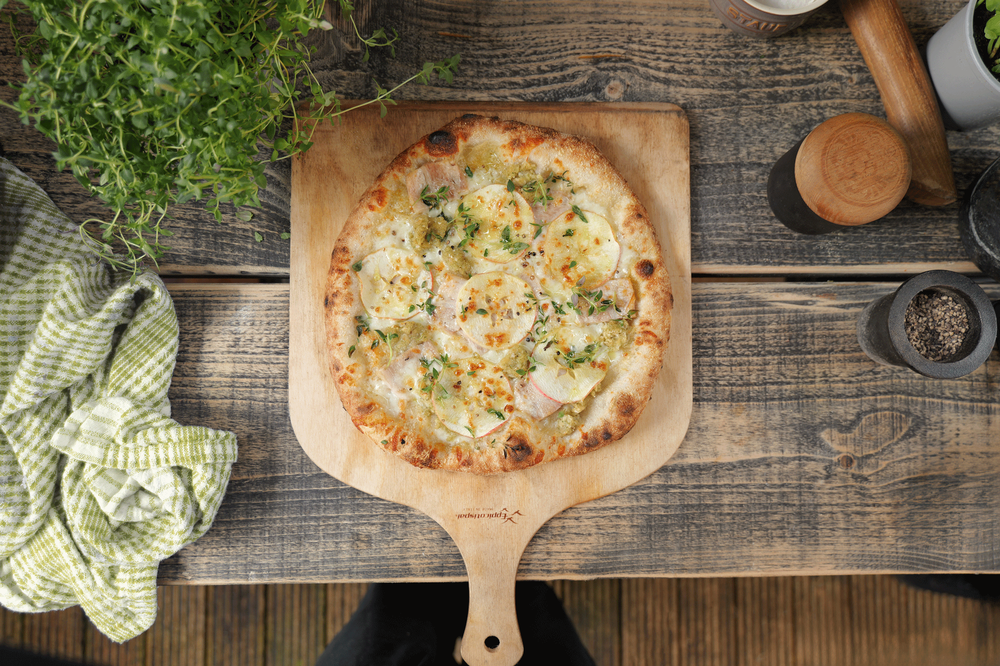 Autumn Harvest Pizza - apple, pork belly, sage & onion stuffing