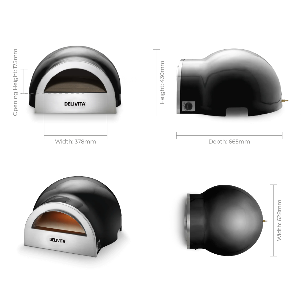 Delivita Flow Dual Fuel Pizza Oven - Very Black
