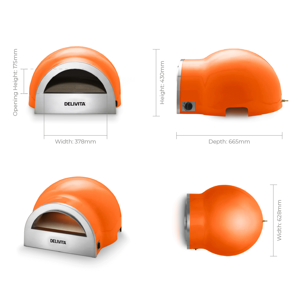 Delivita Flow Dual Fuel Pizza Oven - Orange Blaze