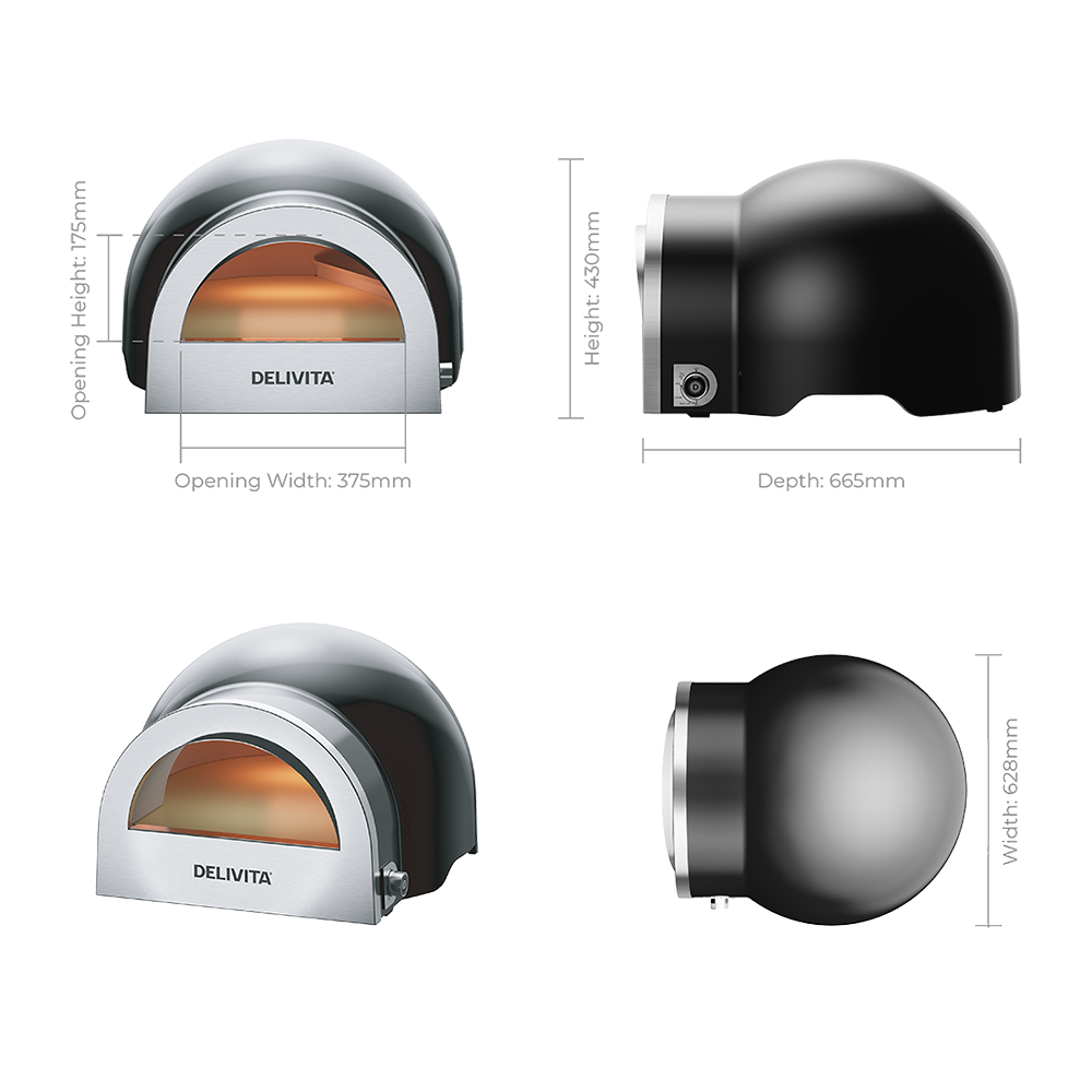 Delivita Flow Dual Fuel Pizza Oven - Very Black