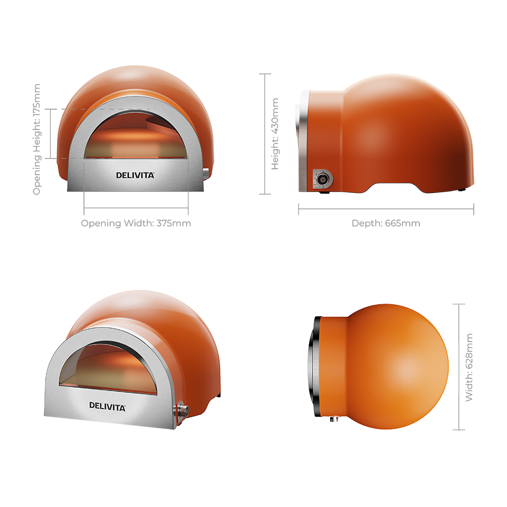 Delivita Flow Dual Fuel Pizza Oven - Orange Blaze