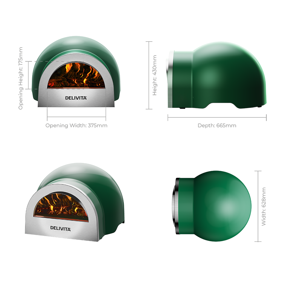 Delivita Origin Wood-Fired Pizza Oven - British Racing Green