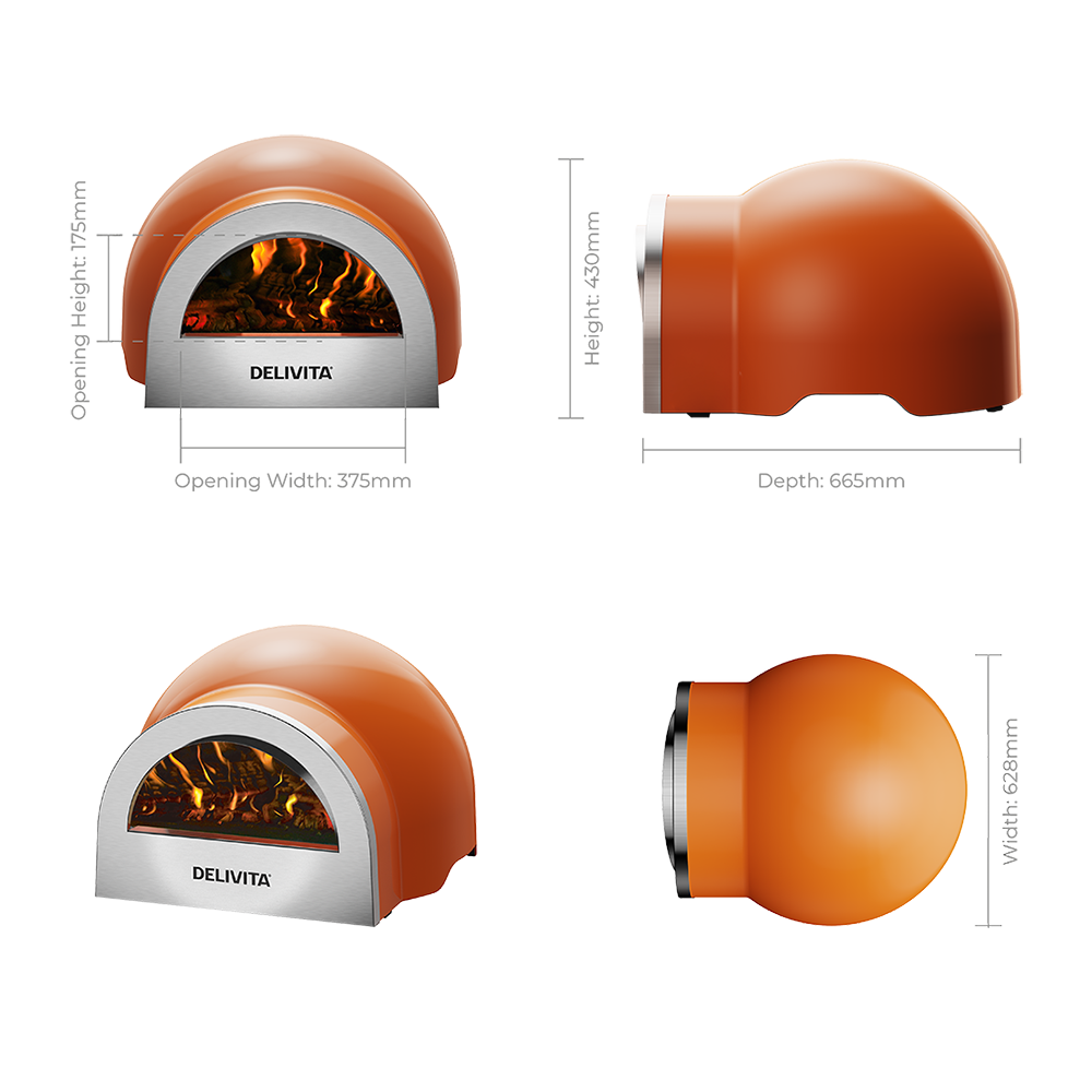 Delivita Origin Wood-Fired Pizza Oven - Orange Blaze
