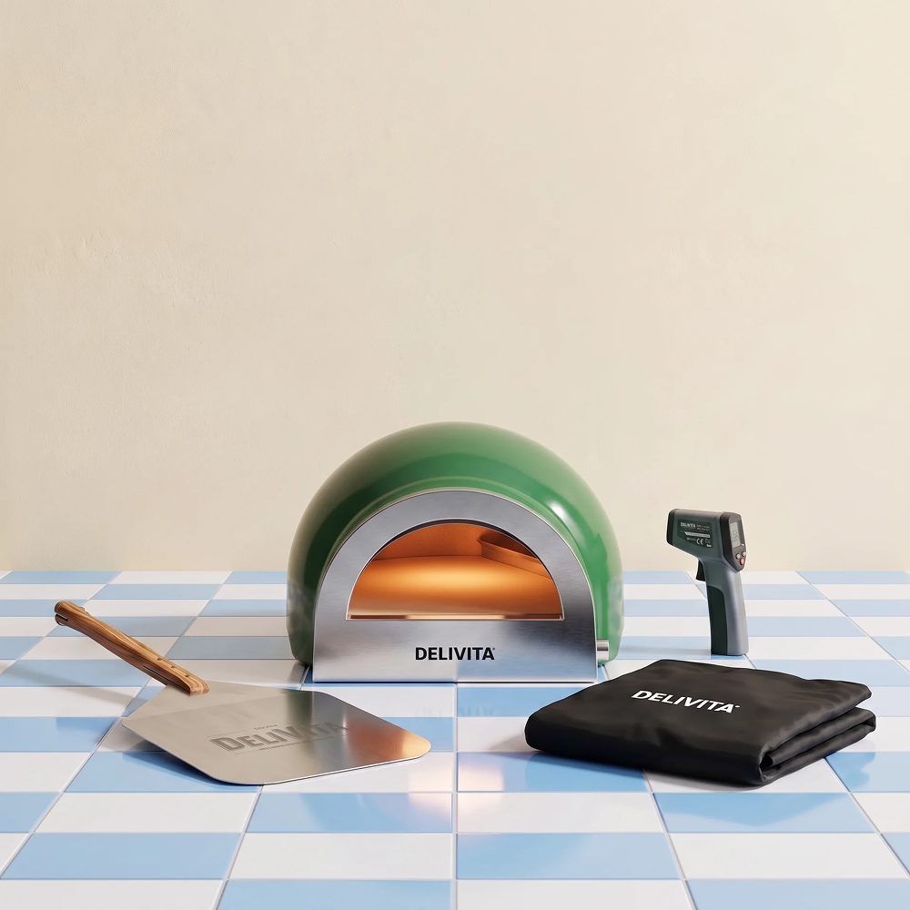 Delivita Flow Dual Fuel Pizza Oven - British Racing Green