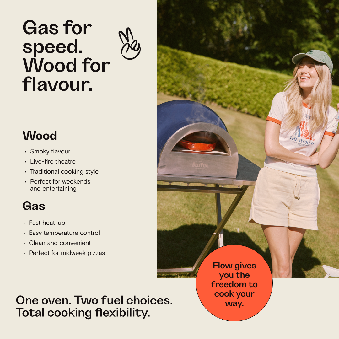 Delivita Flow Dual Fuel Pizza Oven - British Racing Green