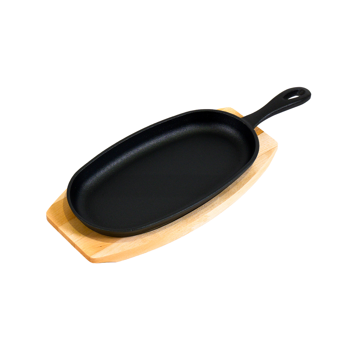 Cast Iron Sizzler with Wooden Serving Board - 24 x 13cm
