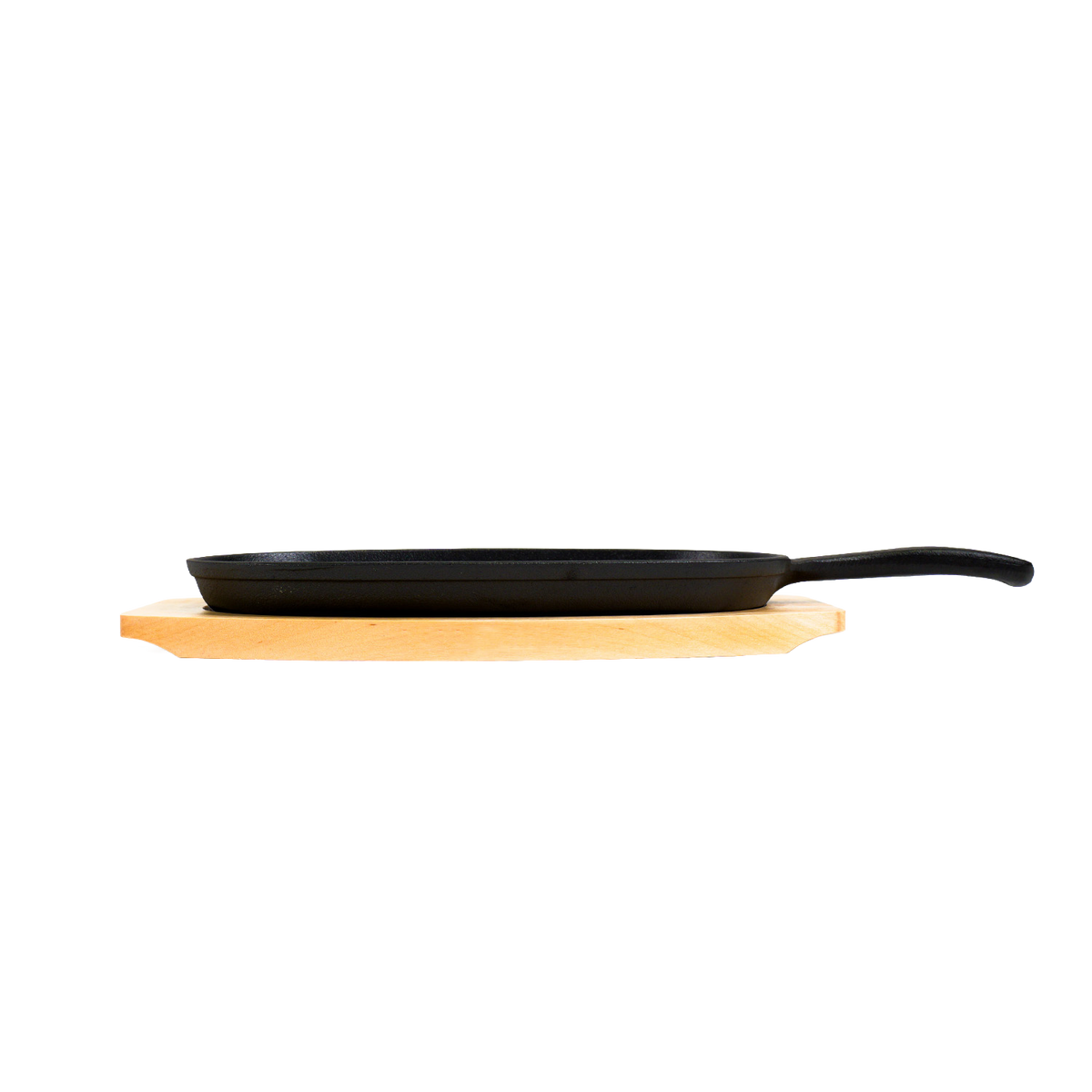 Cast Iron Sizzler with Wooden Serving Board - 24 x 13cm