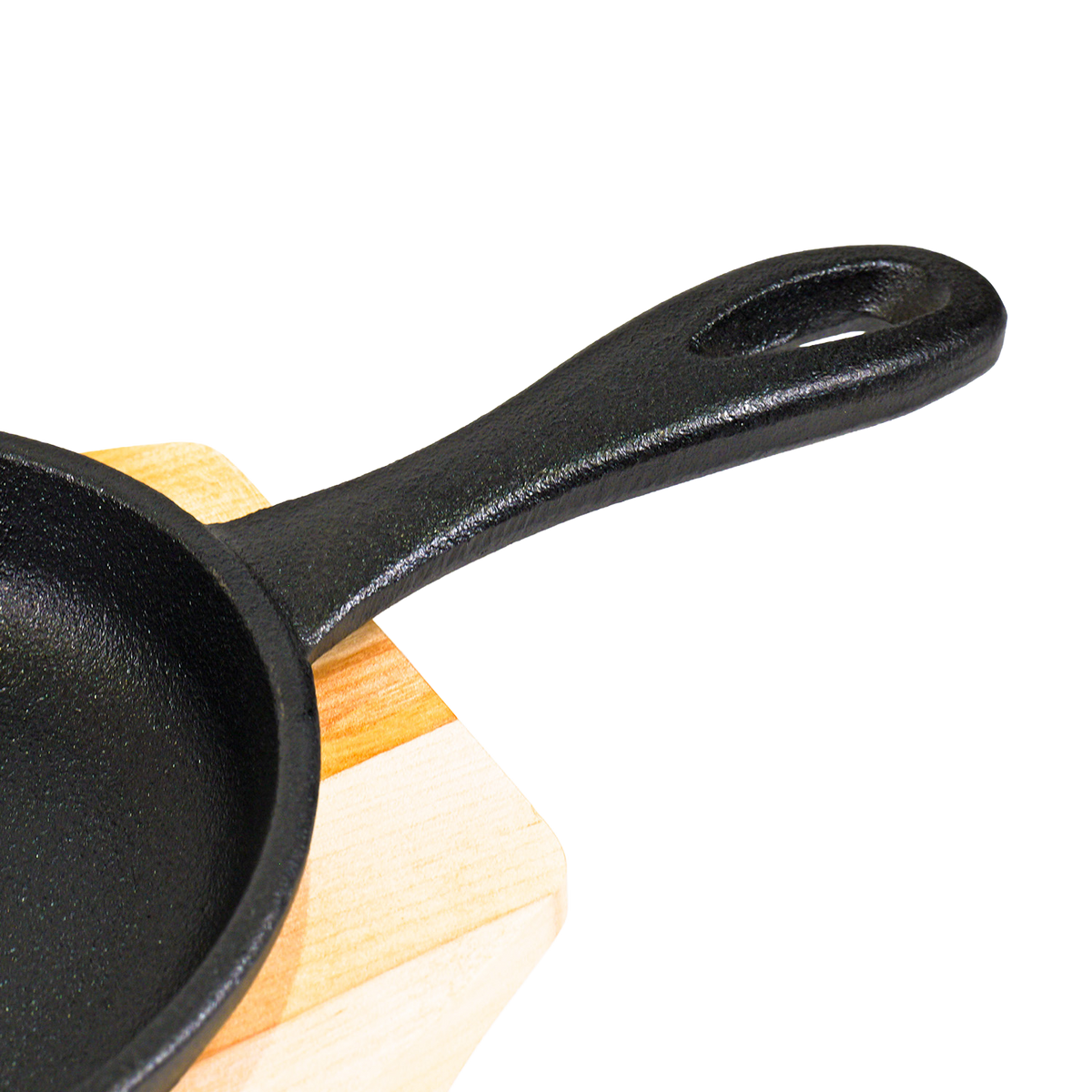 Cast Iron Sizzler with Wooden Serving Board - 24 x 13cm