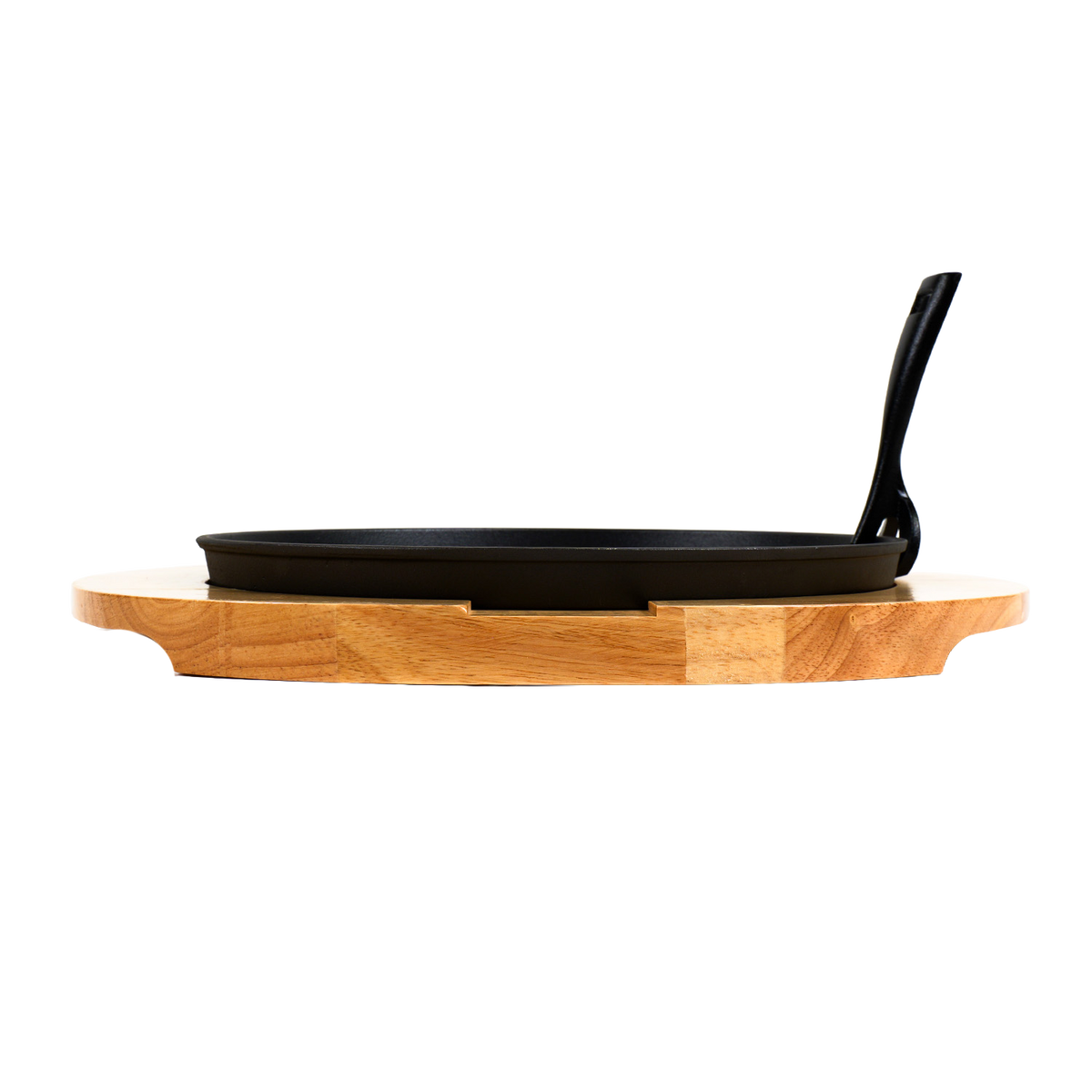 Round Cast Iron Sizzler with Wooden Serving Board - 30cm