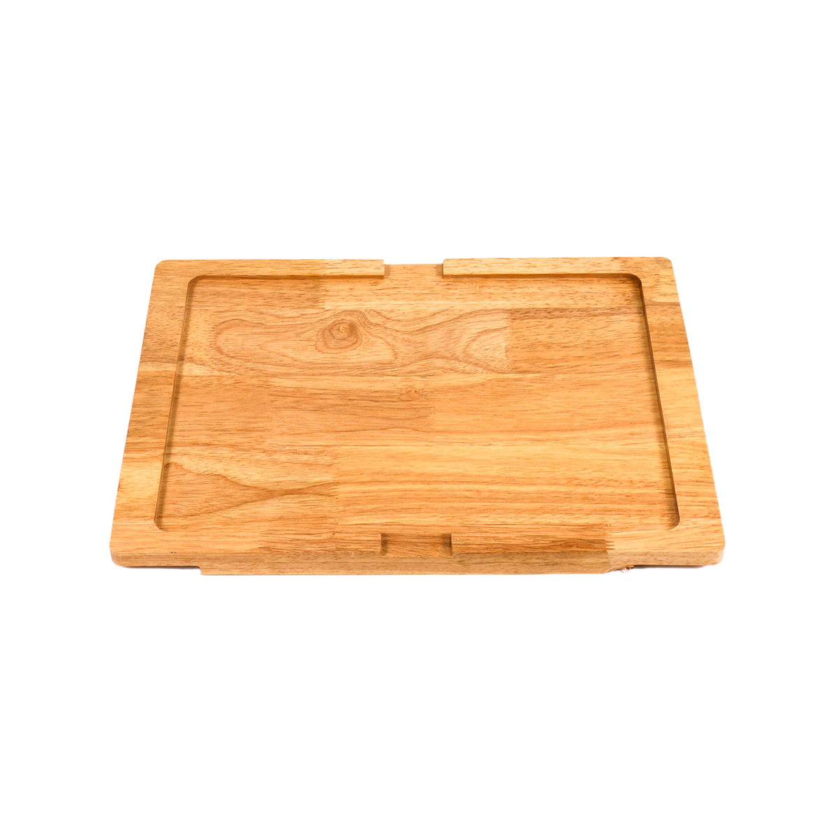 Rectangular Cast Iron Sizzler with Wooden Serving Board - 34 x 20cm