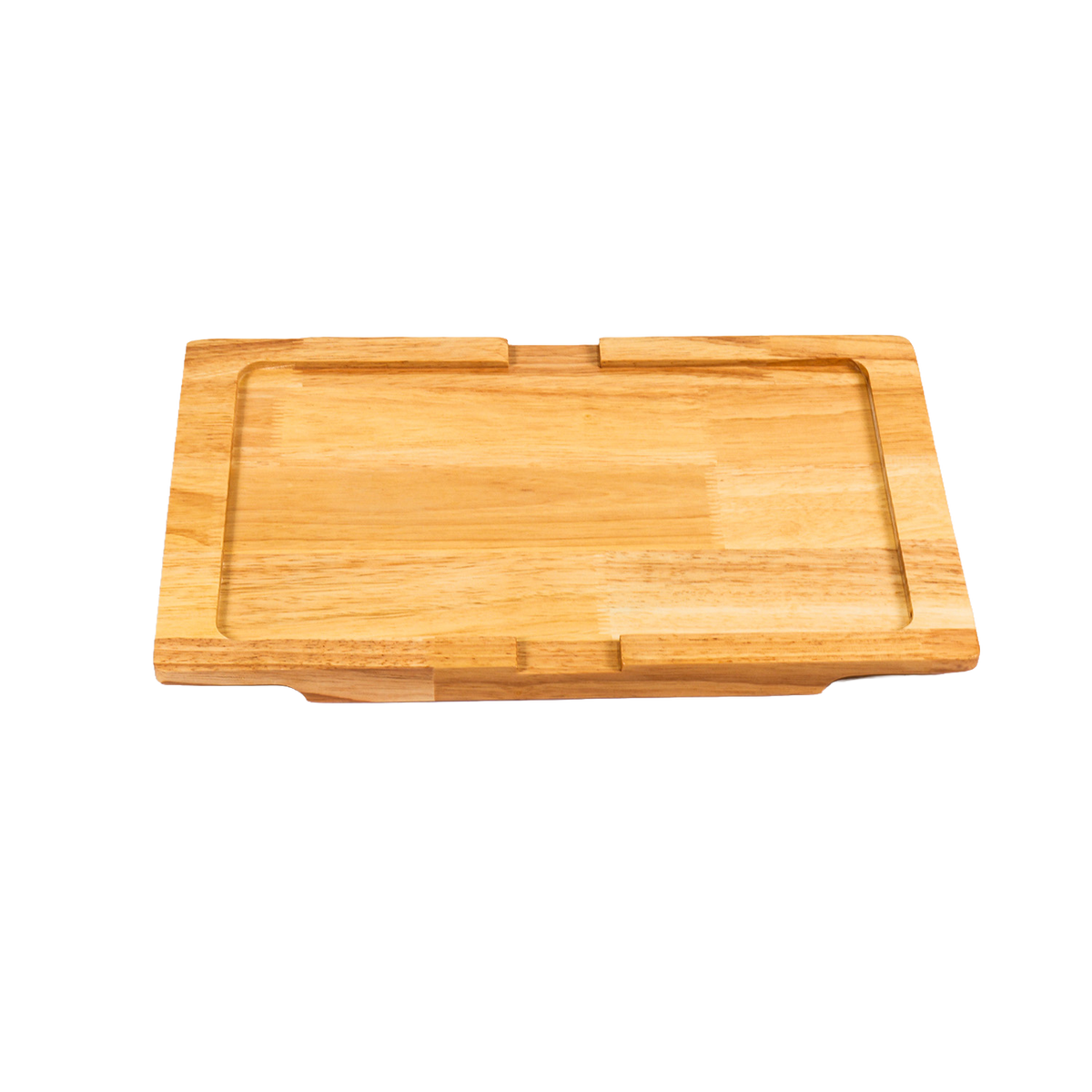 Rectangular Cast Iron Sizzler with Wooden Serving Board - 38 x 28cm