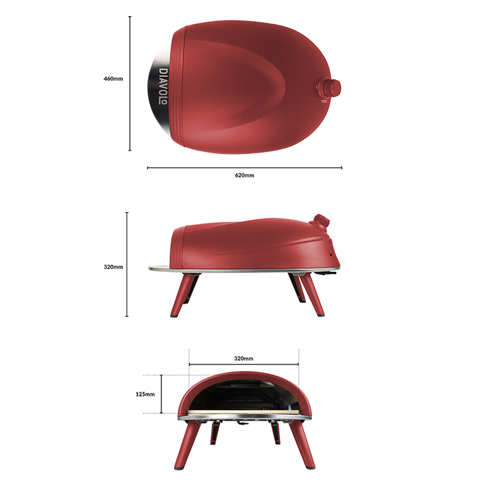 Delivita New Diavolo Gas-Fired Oven - Red